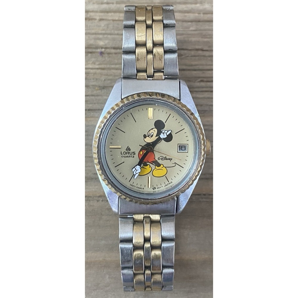 VTG Lorus Mickey Mouse Watch Fluted Bezel Disney Needs Battery